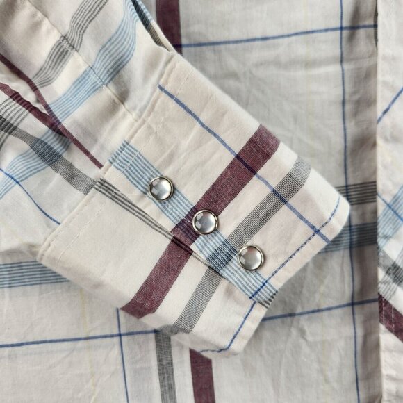 Wrangler Cowboy Cut Regular X-long Tails Single Needle Pearl Snap Plaid Shirt - Picture 3 of 16